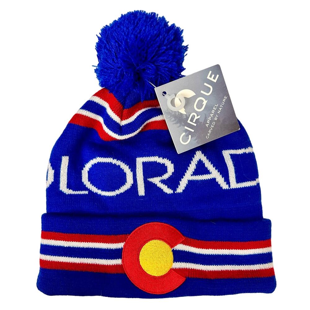 CIRQUE (LOCALE) Colorado State Flag Ski Mountain Winter Beanie Hat State Flag CO